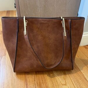 Calvin Klein Elegant Brown Leather Tote Bag